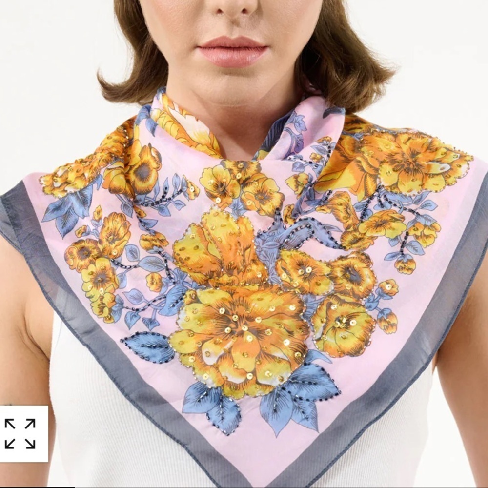 Aratta Silent Journey Beauty Embellised Bandanna Scarf NWT
